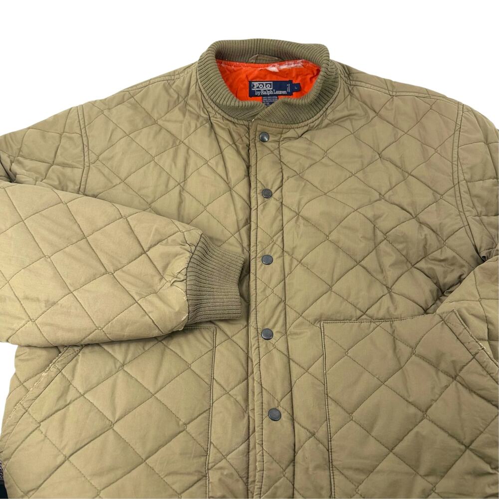 Vintage Polo Ralph Lauren Quilted Bomber Jacket Men's L Thrashed 90s Style y2k